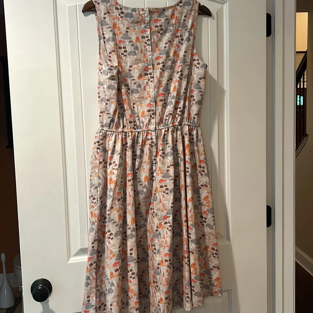 Retrolicious Mushroom Pocketed Dress With Pink Wrap Cardigan - Picture 9 of 15